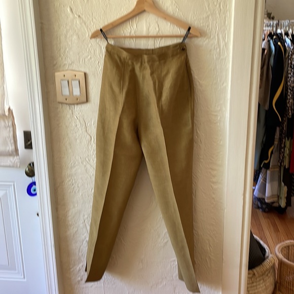STATE OF CLAUDE MONTANA bronze silk slacks pants - Picture 3 of 4